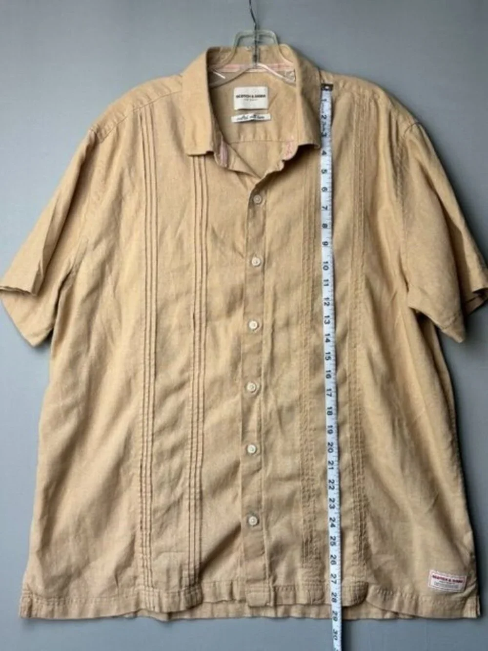 Scotch & Soda Amsterdam Men's XL Beige Linen Blend Camo Button Shirt